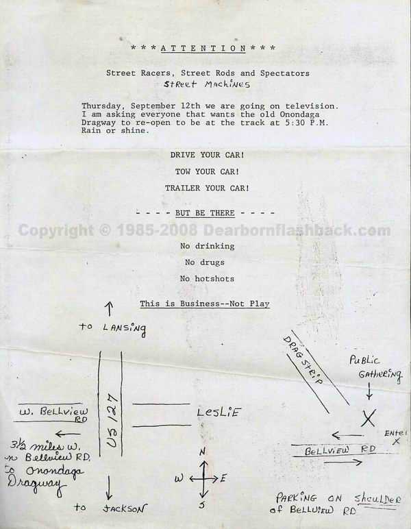 Onondaga Dragway - 1985 Flyer From Ron Gross (newer photo)
